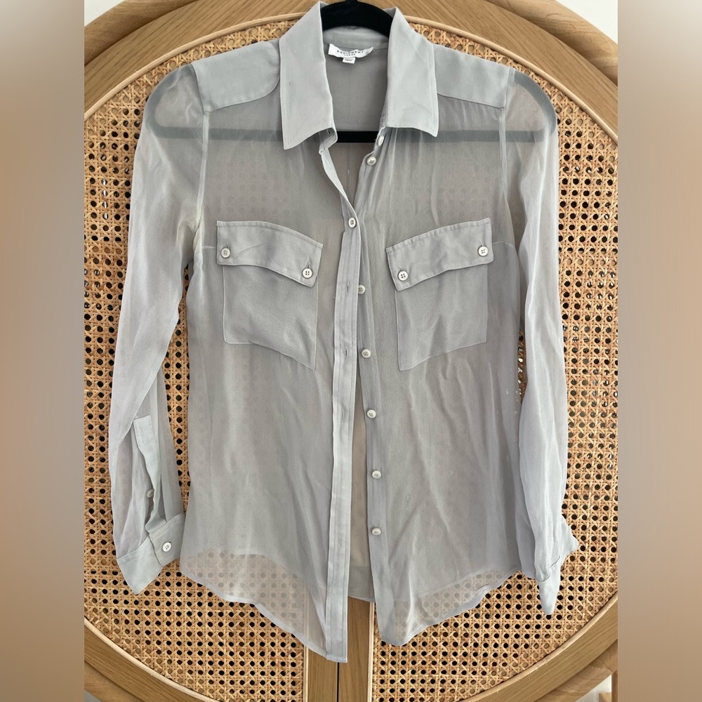 EQUIPMENT silk silver sheer button down